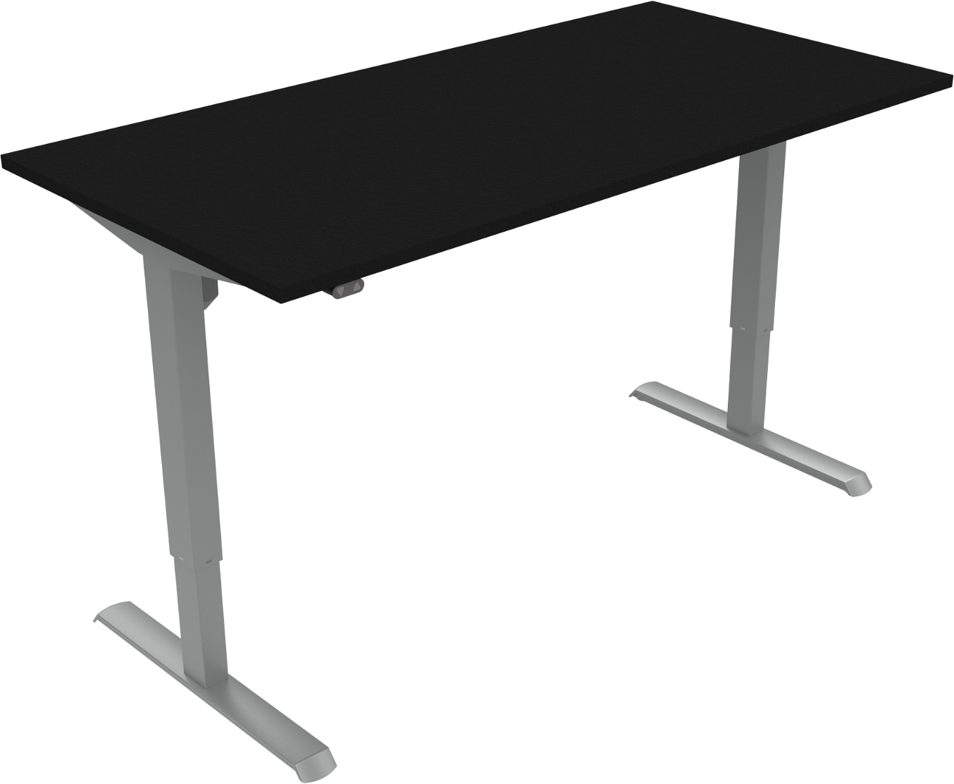 Firkantet To-bens Hæve- Sænkebord 160x80 Cm Zennord Adaptdesk Sort Sølv
