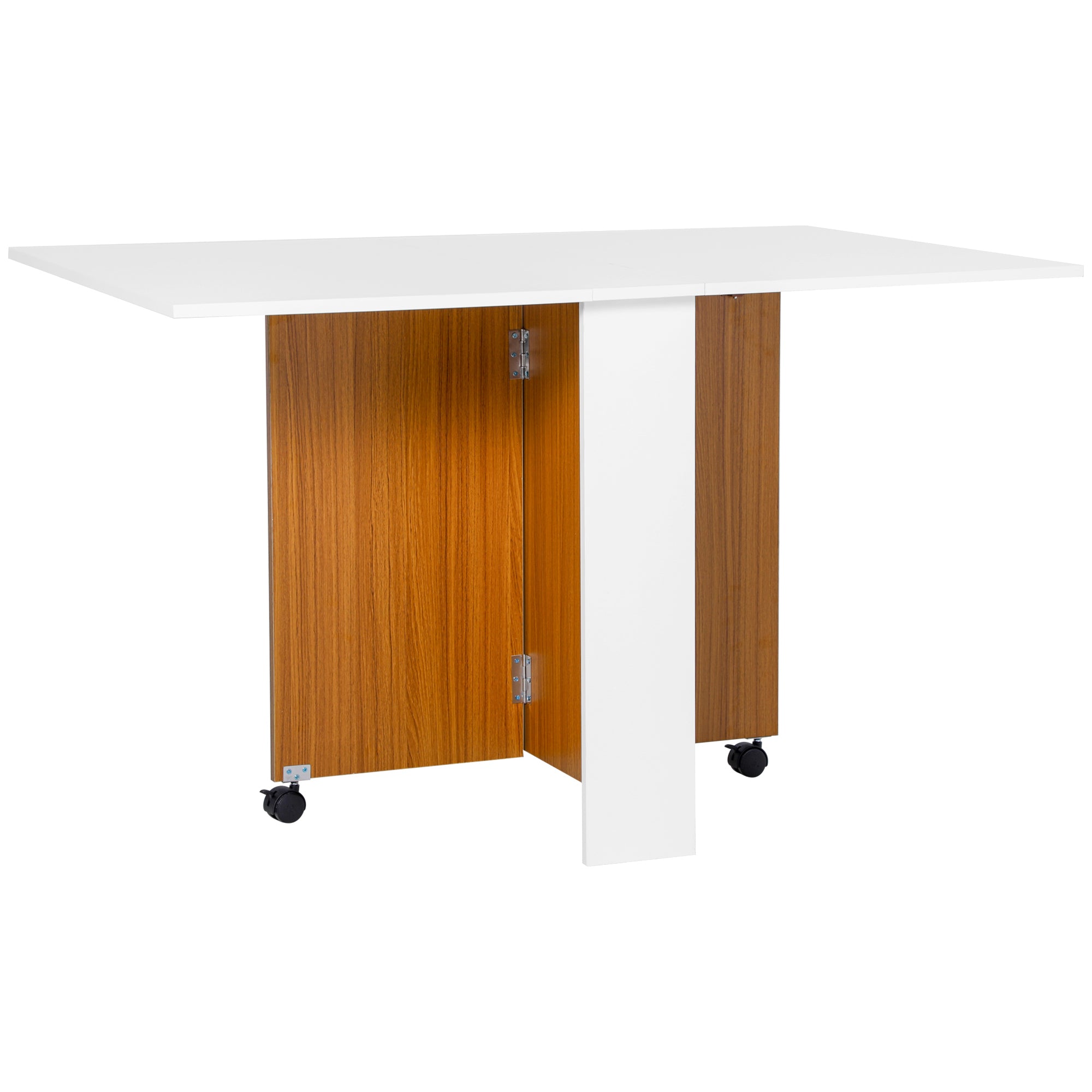 Foldbart Spisebord Udtrækkeligt Spisebord  Mobilt  Moderne Design  120 Cm   80 Cm   73 Cm  Teak   Hvid