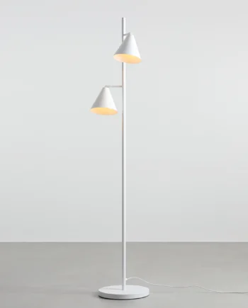Frigg- Gulvlampe Med To Skærme   Hvid Metal