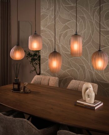Fuji Loftlampe   Frosted Brunlig Glas Med Fem Kupler Levering Uden Pære
