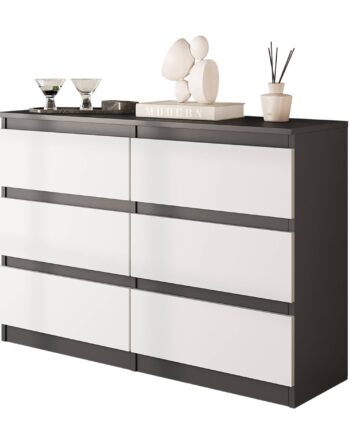 Gabriel Kommode   Skænk Med   Skuffer Antracit   Hvid Mat H71cm B100cm D33cm