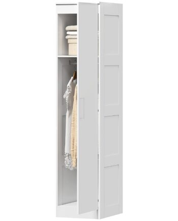 Garderobeskab Med Multifunktionsskab Med Garderobestang  Hylde  Softclose-dør 40   52   180 Cm Hvid