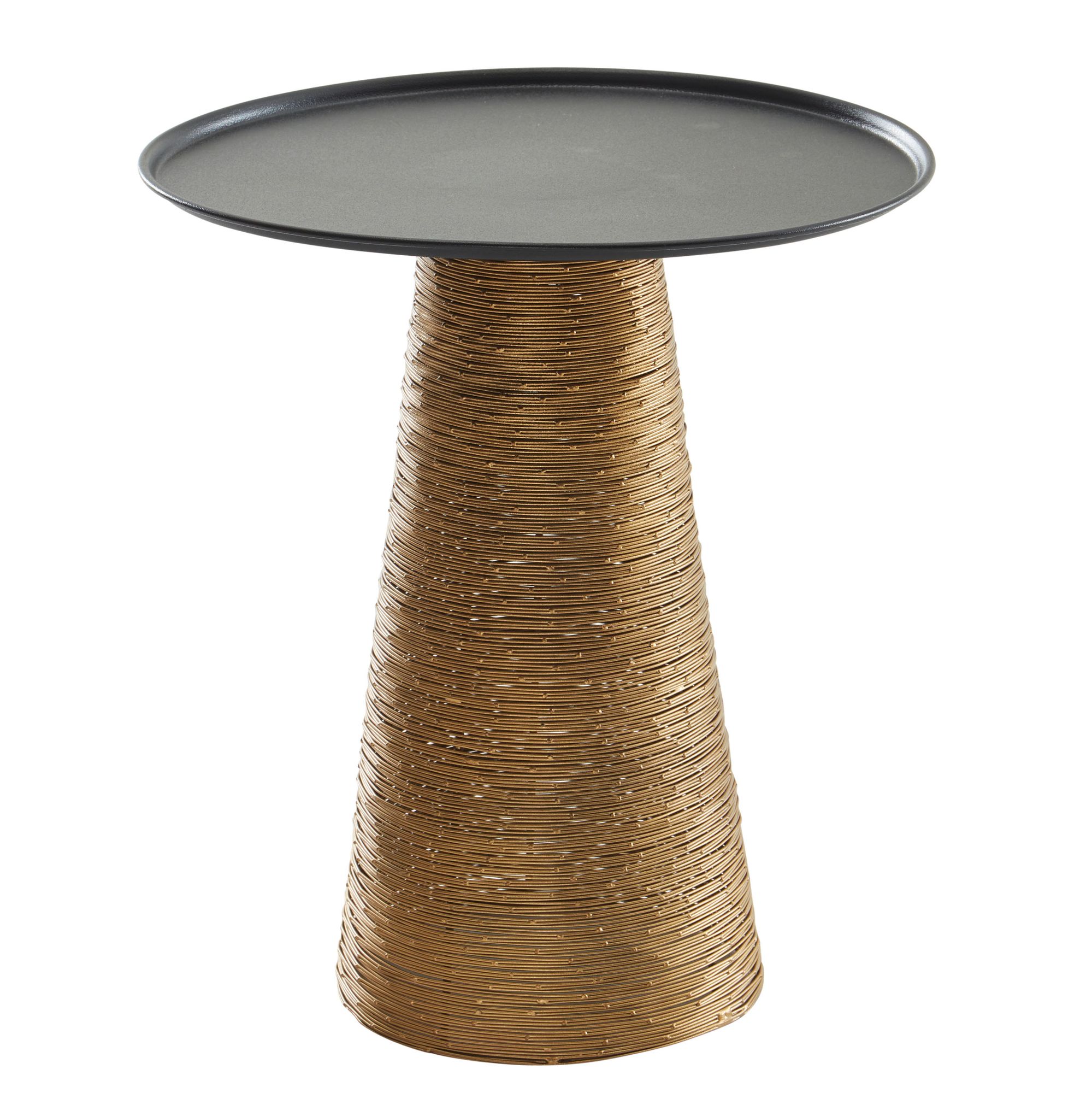 Guldfarvet Og Sort Sidebord 40x40x45 Cm Aluminium Lille Rundt Metalsofabord Moderne Stuebord Højt Sofabord