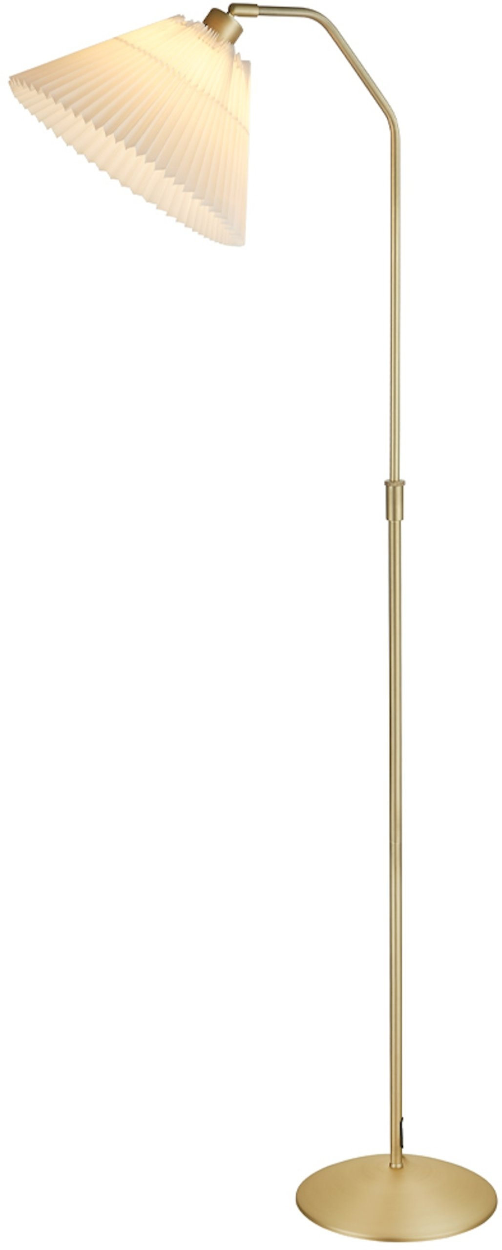 Gulv- Standlampe Halo Design Berlin Skandinavisk Design   Messing Med Plisseskærm ø32   H150 Cm