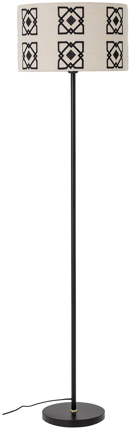 Gulvlampe Bloomingville Selita Sort Metal Med Naturfarvet Skærm ø42xh160 Cm