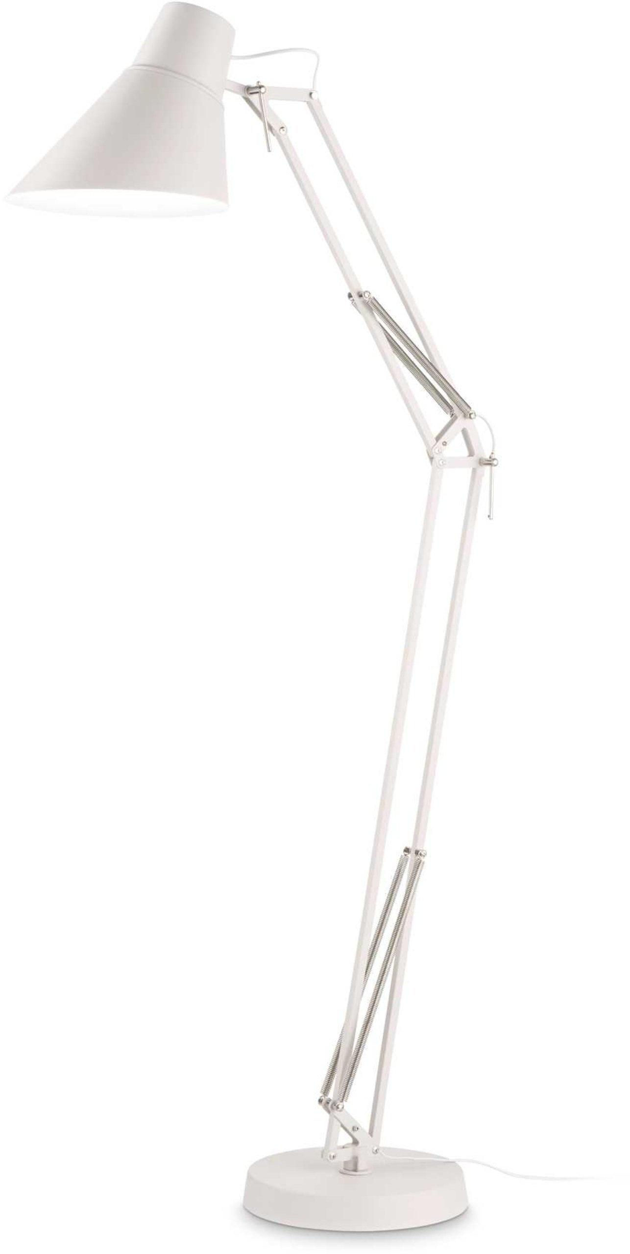 Gulvlampe Ideal Lux Sally Hvid Metal Stålampe Med Justérbar Arm H160 Cm ø29 Cm Base