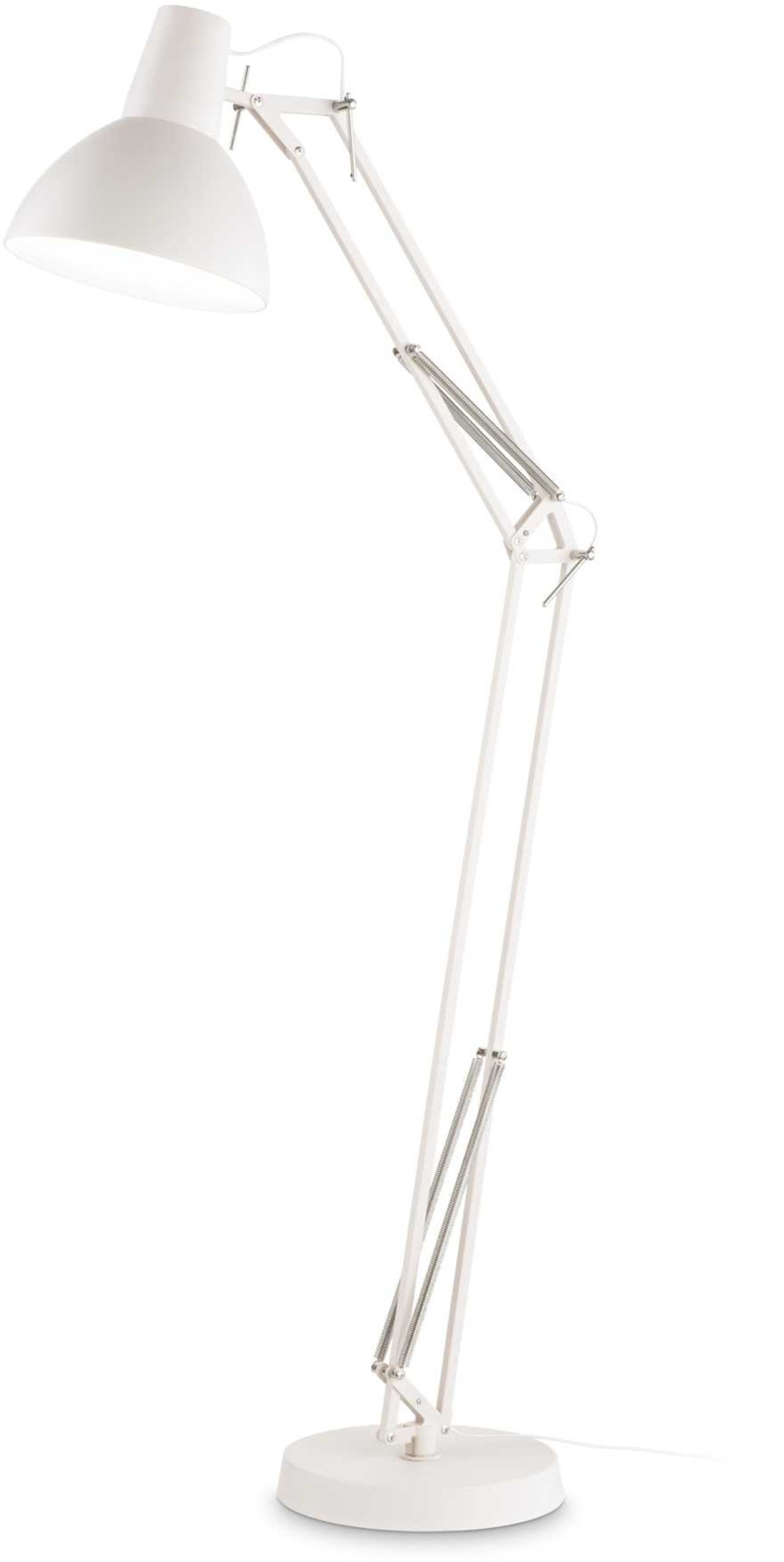 Gulvlampe Ideal Lux Wally Hvid Metal Standslampe Med Justerbar Skærm  ø29 Cm Base  E27 Fatning