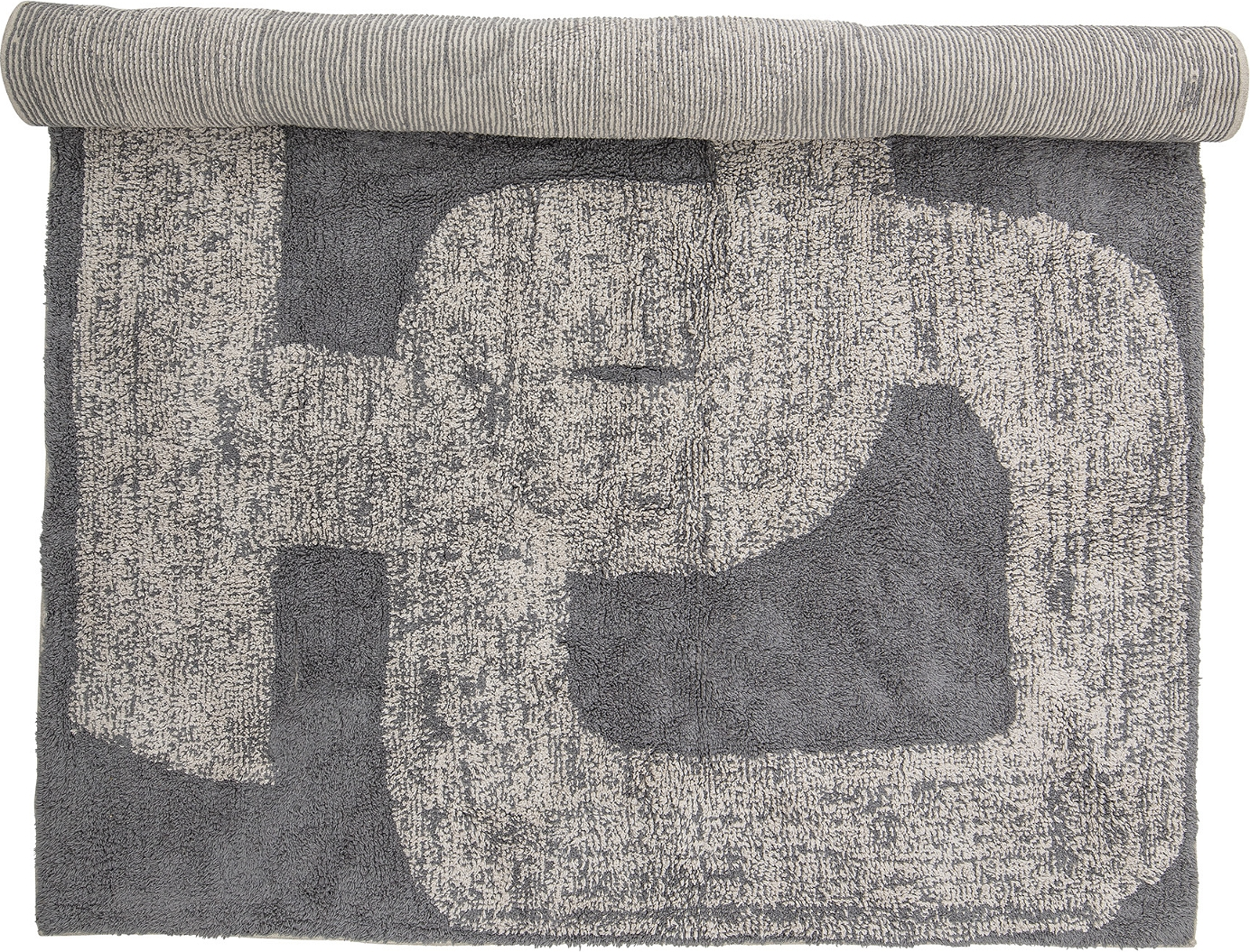 Gulvtæppe Bloomingville Addo Tuftet Geometrisk Bomuldstæppe Grå 145x200 Cm