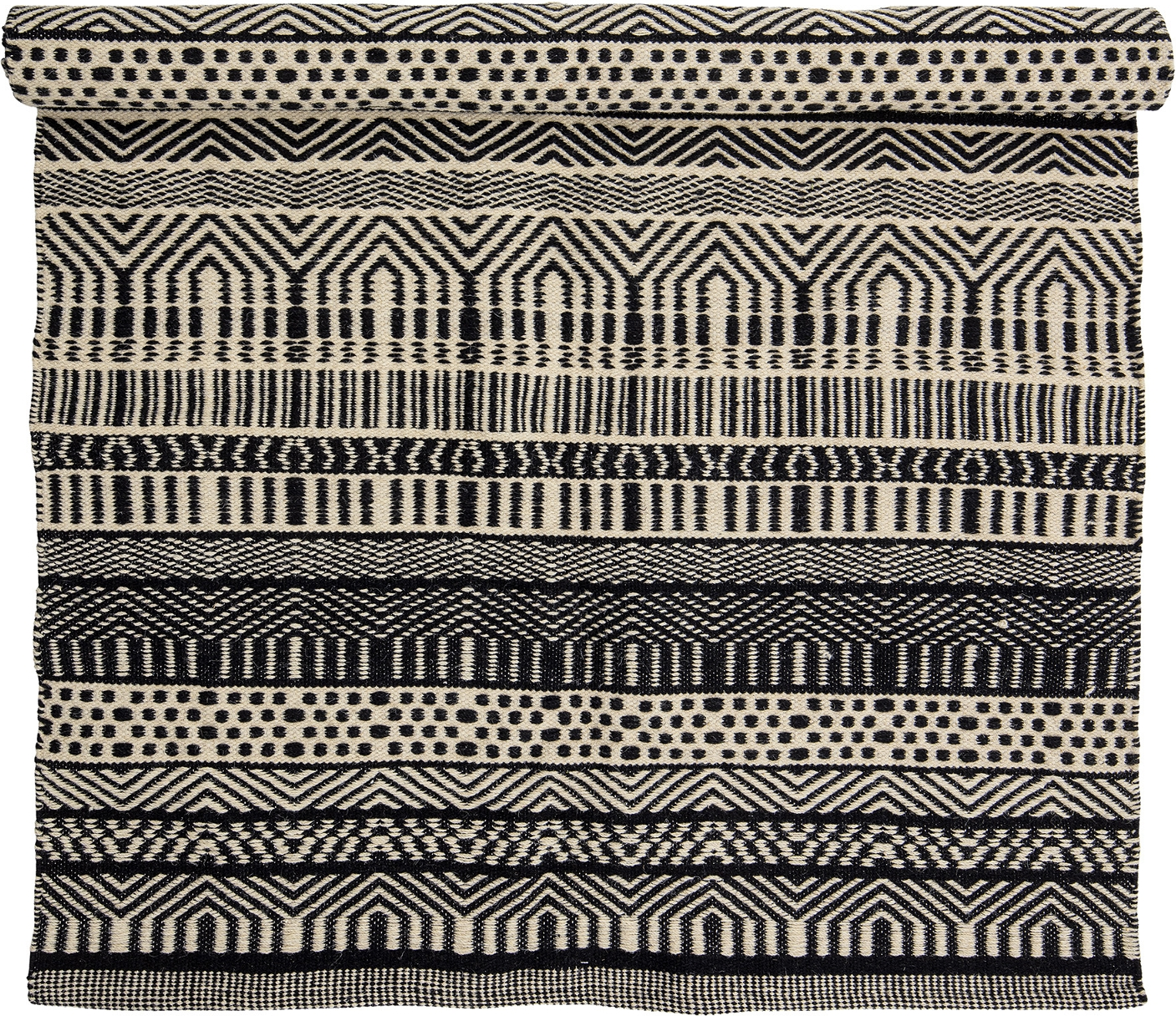 Gulvtæppe Bloomingville Joob Håndvævet Uld 120x180 Cm Sort Mønstret