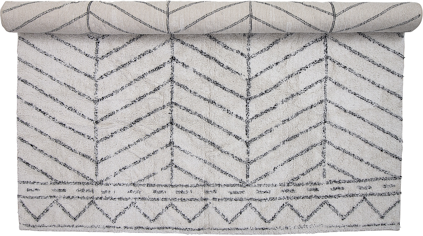 Gulvtæppe Bloomingville Nordic 200x300 Cm 100  Bomuld Natur Med Geometrisk Mønster
