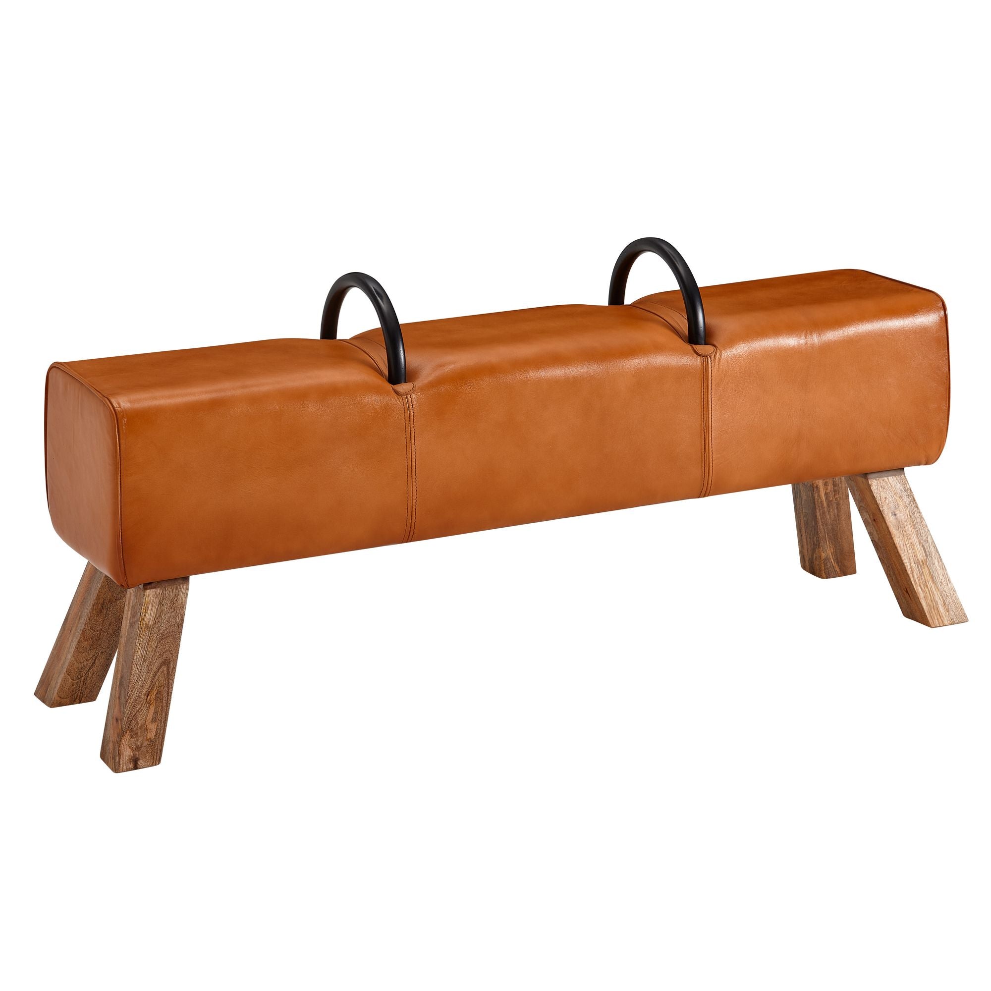 Gymnastikbænk   Entrébænk   ægte Læder Og Massivt Træ  133x60 5x34 Cm  Brun