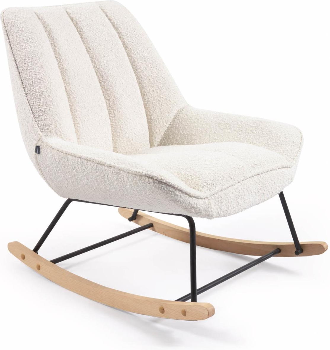 Gyngestol Kave Home Marlina Nordisk Moderne Rokkestol Hvidt Stof Med Træ Og Metal H84xb74xl91 Cm