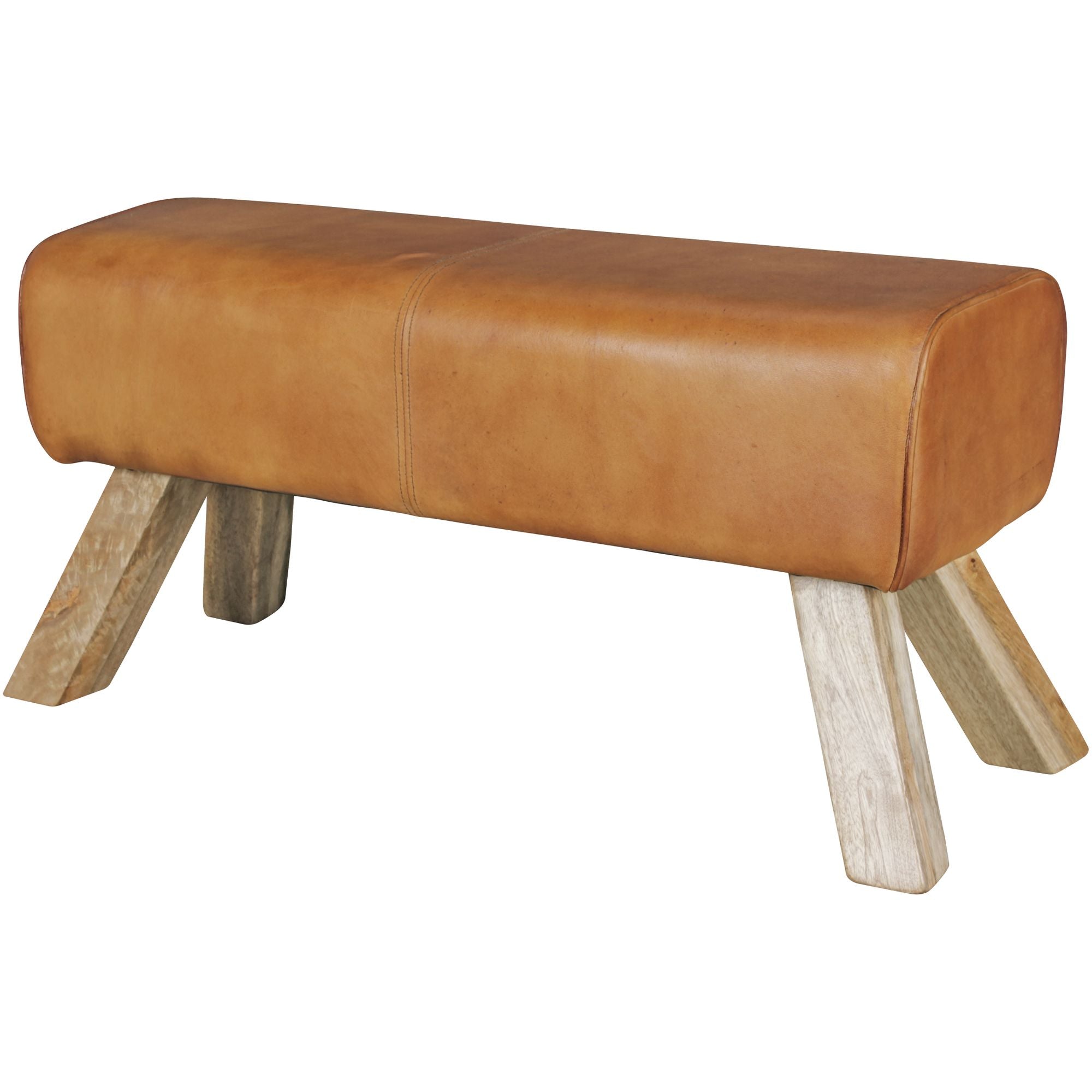 Håndlavet Entrébænk  Gymnastikbænk   ægte Læder Og Træ  90x30x43 Cm  Ikonisk Retro-look  Brun