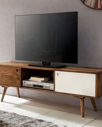 Håndlavet Tv Lowboard   Kommode  140 Cm  Massivt Træ  60er Stil  Flerfarvet