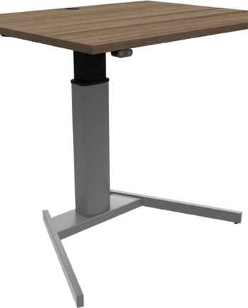 Hæve- Sænkebord Enkeltben Firkantet Zennord Flexiposture 100x80 Cm Mørk Natur Sølv