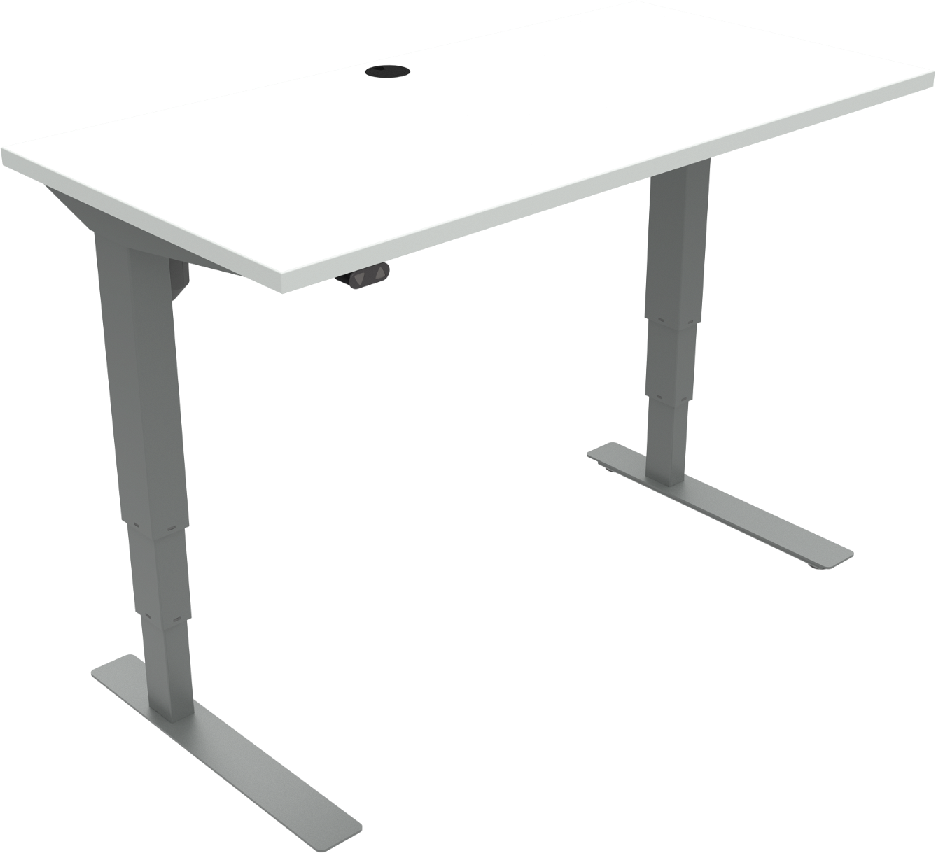 Hæve- Sænkebord Ergonomisk Skrivebord Zennord Versastand Firkantet To-bens 120x60 Cm Hvid Sølv Højdejusterbart 57-122 Cm
