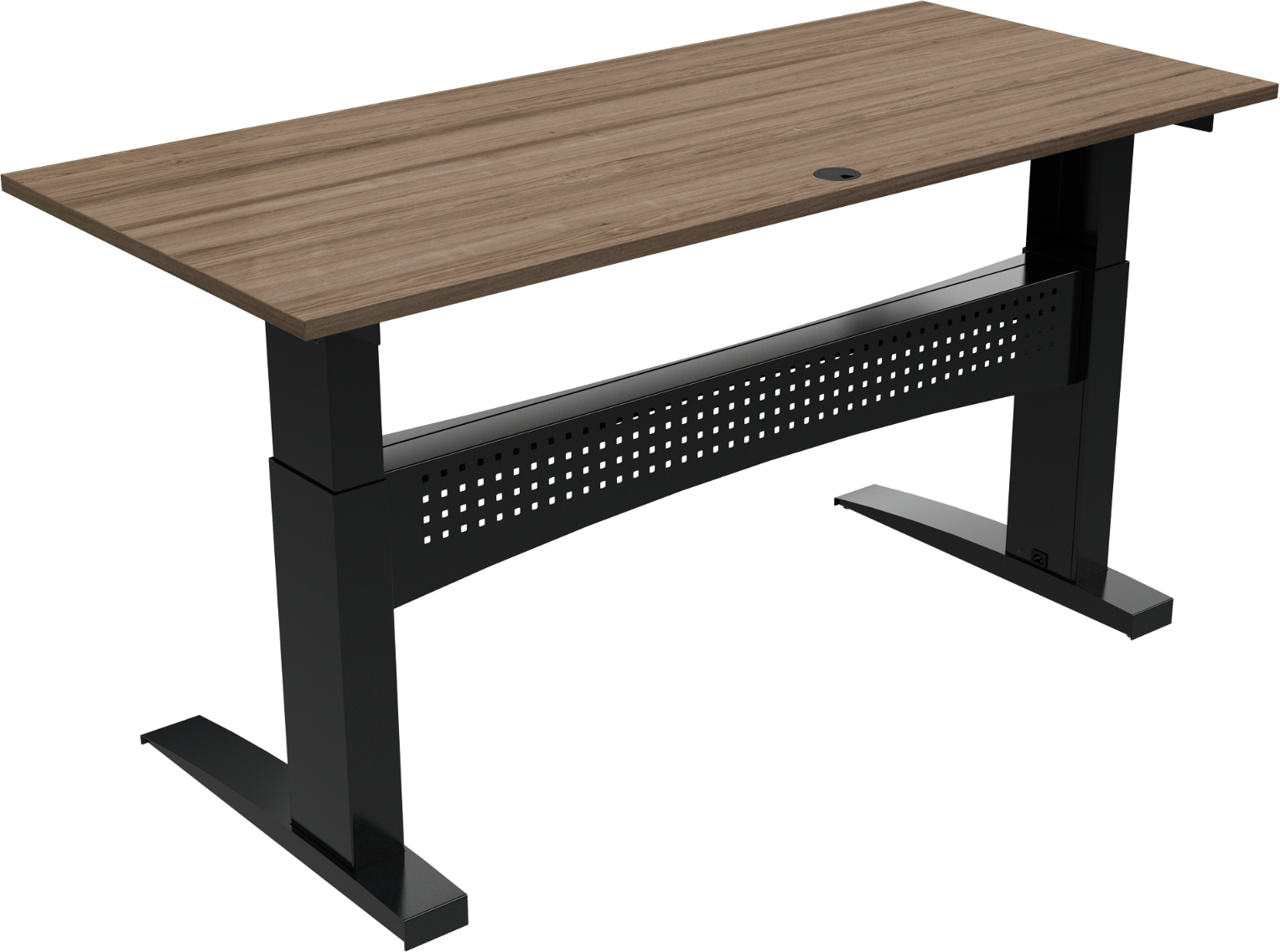 Hæve- Sænkebord Skrivebord Zennord Flexdesk To-bens 180x80 Cm Valnød Melamin Mørk Natur Sort