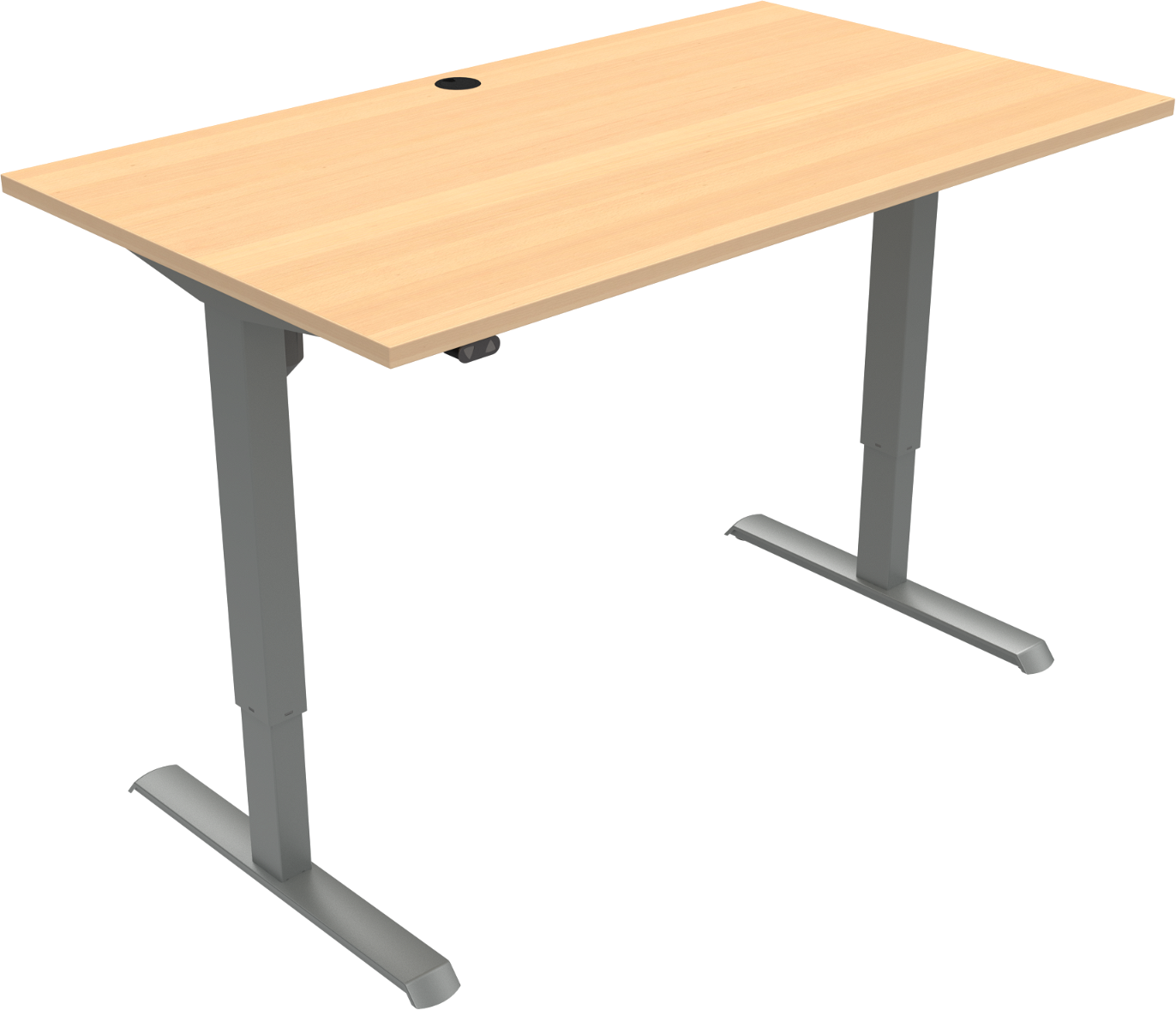 Hæve- Sænkebord To-bens Firkantet Kontorbord Zennord Adaptdesk Natur Sølv 80x140 Cm