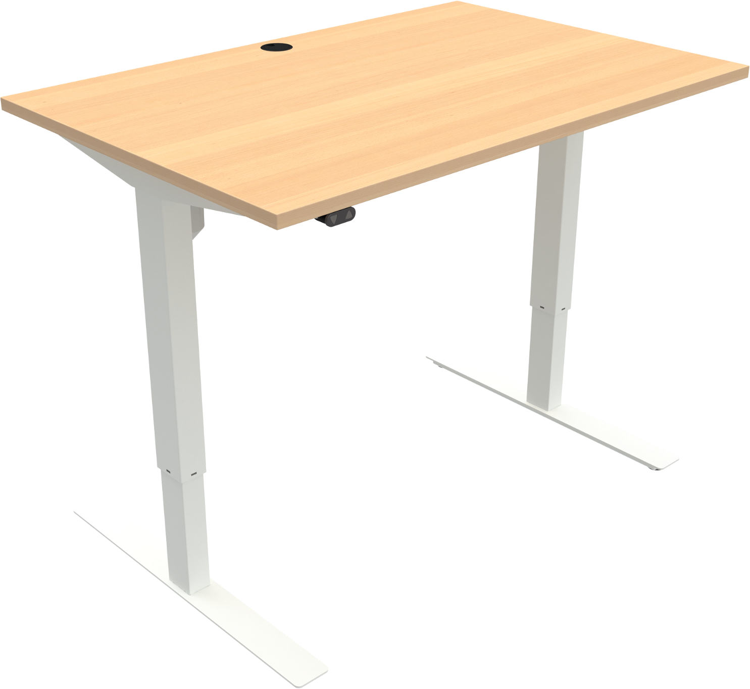 Hæve- Sænkebord To-bens Firkantet Zennord Updown Natur Hvid 68-118 Cm Højde 120x80 Cm