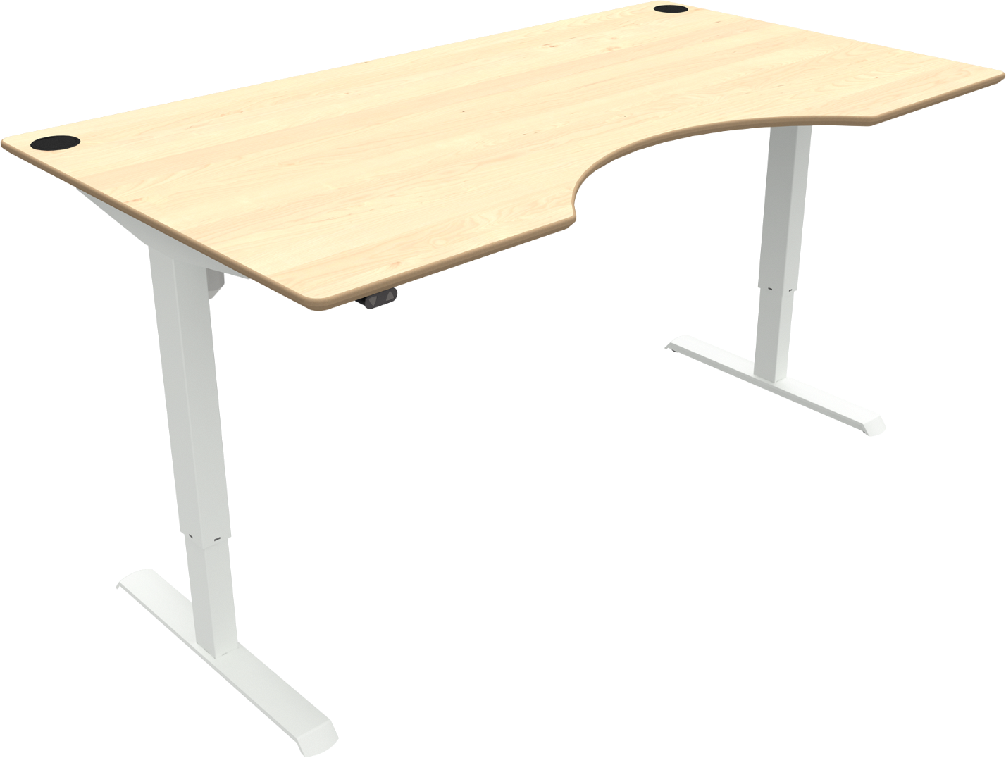 Hæve- Sænkebord To-bens Med Centerudskæring Zennord Adaptdesk 180   100 Cm Ahorn Hvid