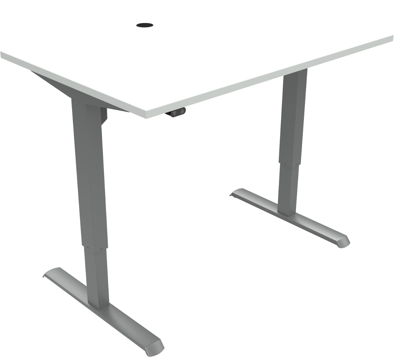 Hæve- Sænkebord Zennord Adaptdesk Firkantet To-bens Skrivebord   Hvid Melamin Med Sølv Stel 120x80 Cm Højde 68-118 Cm