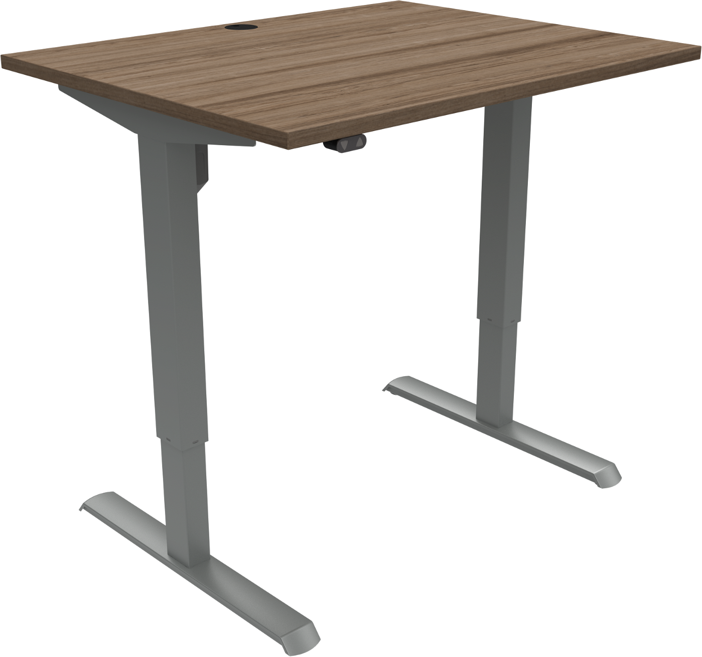 Hæve- Sænkebord Zennord Adaptdesk Firkantet To-bens Valnød Finér Sølv Højdejusterbart 68-118 Cm