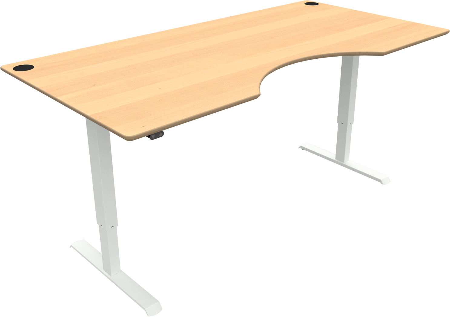 Hæve- Sænkebord Zennord Adaptdesk Højdejusterbar   Bøg Med Centerudskæring 200x100 Cm Natur Hvid