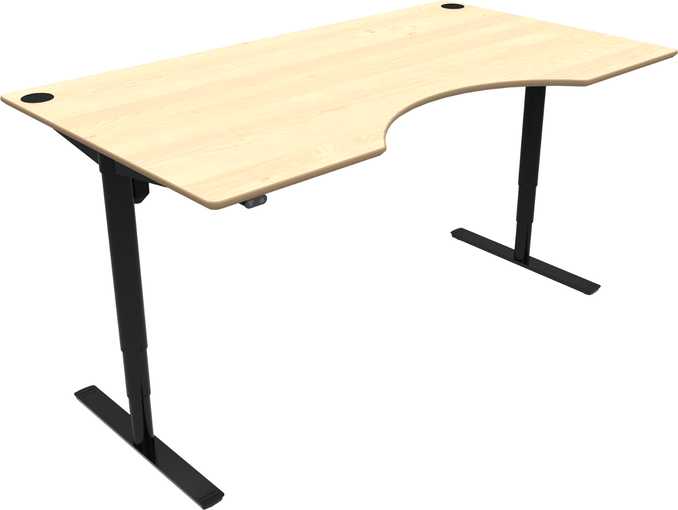 Hæve- Sænkebord Zennord Comfortzone Centerudskæring Ahorn Sort Justerbart Skrivebord H65-125 Cm