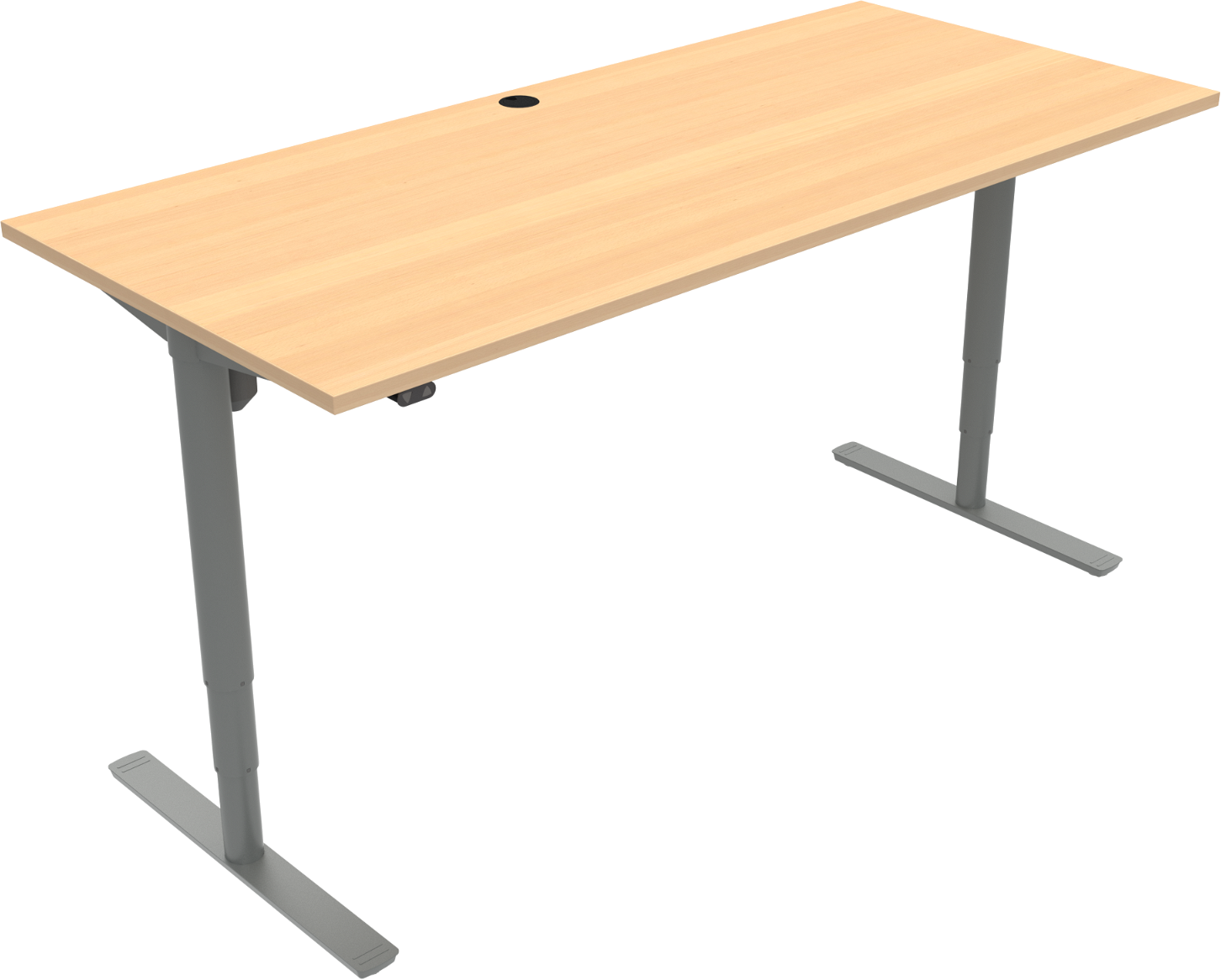 Hæve- Sænkebord Zennord Comfortzone Højdejusterbart Skrivebord  -bens Firkantet Bøg Sølv 180x80 Cm