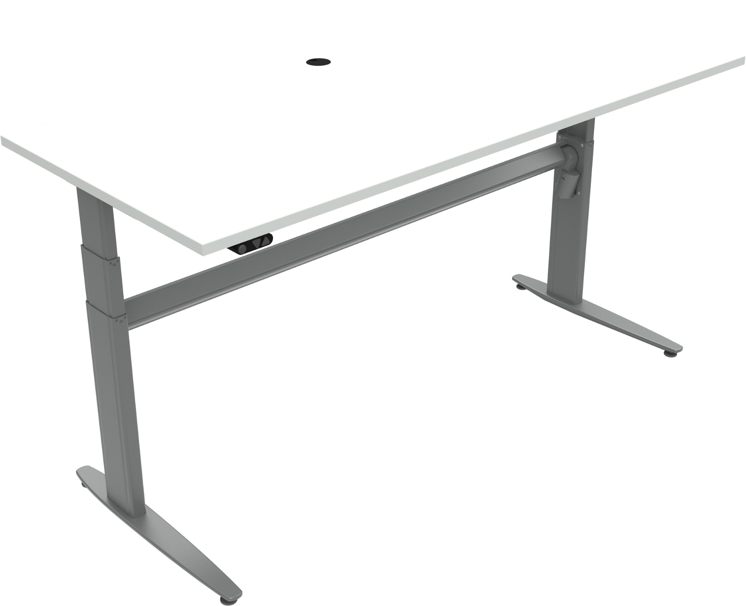 Hæve- Sænkebord Zennord Movemate To-bens Firkantet Hvid Sølv 180x80 Cm Højde 68-120 Cm