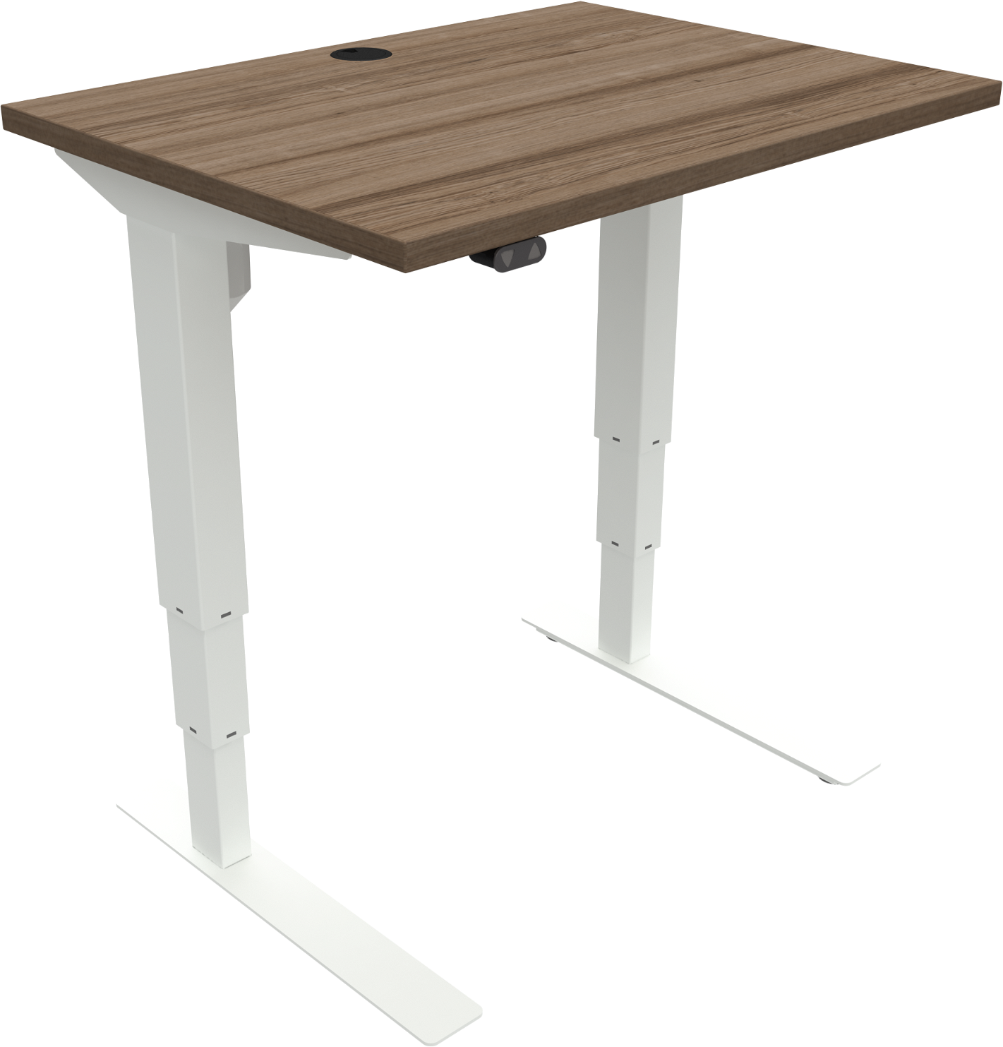 Hæve- Sænkebord Zennord Versastand To-bens Firkantet Mørk Valnød Hvid 80x60 Cm Sit-stand Skrivebord