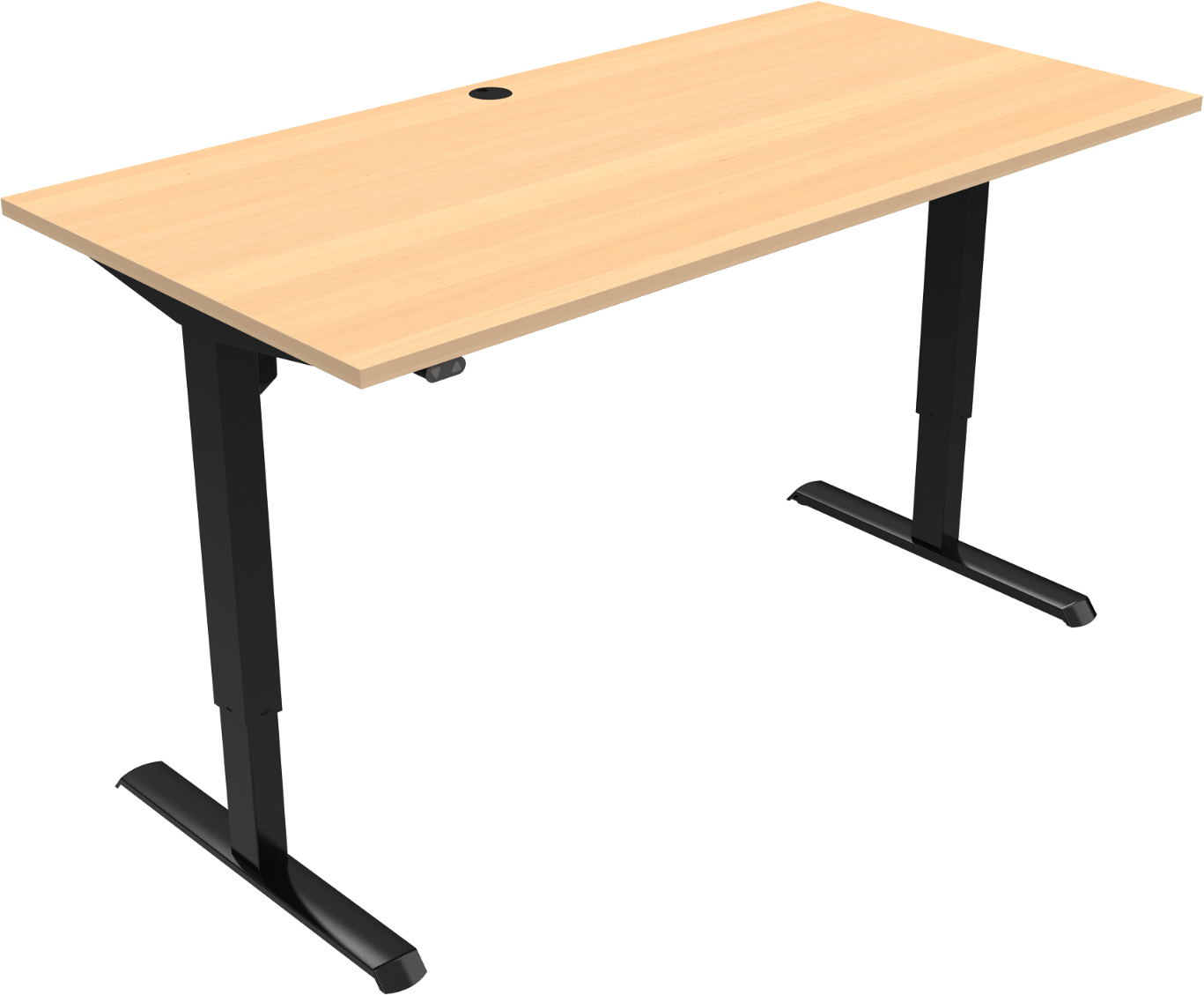 Hæve-sænkebord Zennord Adaptdesk Sit-stand  To-bens Firkantet  Bøg Melamin Natur Med Sort Stel  Højdejusterbart 68 118 Cm