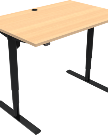 Hæve-sænkebord Zennord Comfortzone Firkantet Kontorbord Med Bøgeplade 120x80 Cm Højdejusterbar 65-125 Cm Natur Sort