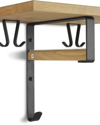 Hattehylde Og Knagerække Oscarssons Möbel Cott Lakeret Egetræ Matsort Stål H29xl33xd25 Cm