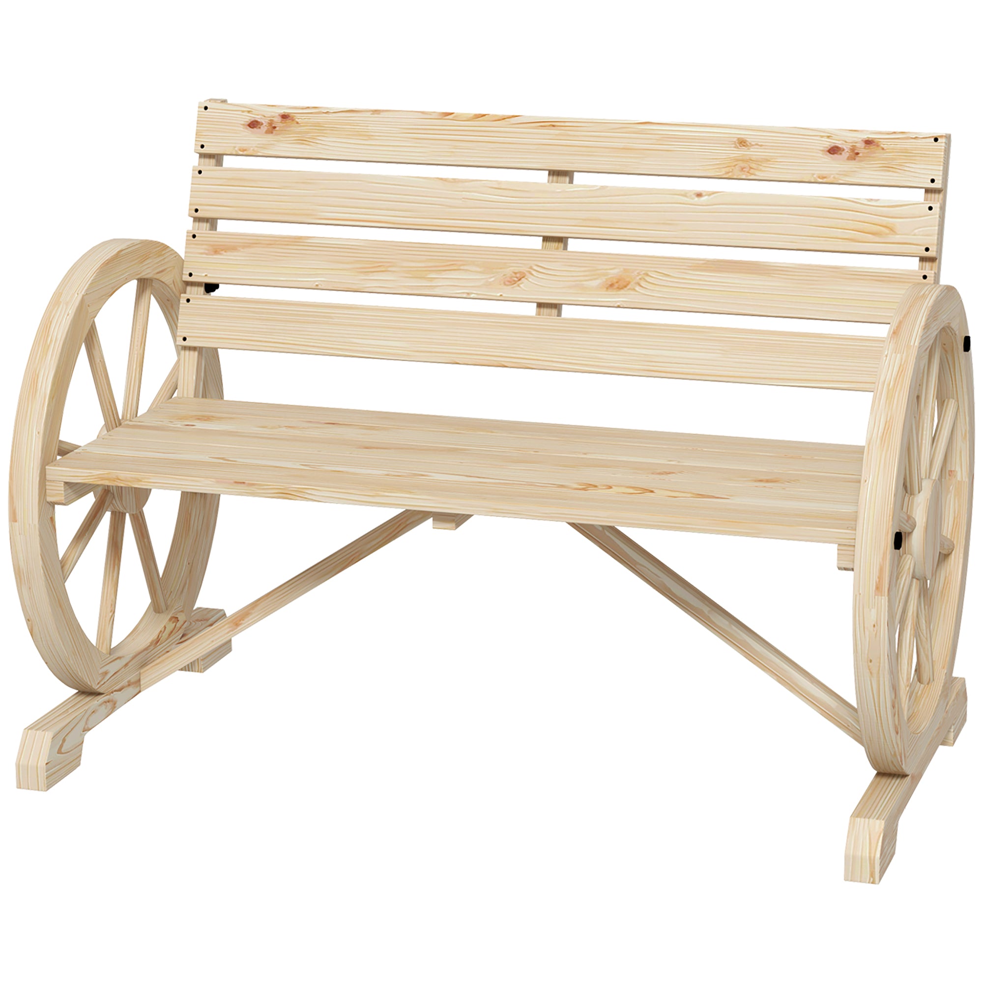 Havebænk  Vognhjulsdesign  Til   Personer  Naturtræ  Mørkebrun  105     56   79 Cm  Naturfarvet