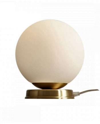 Hazme Bordlampe   Messing Og Hvidt Glas    14 Cm