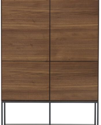 Highboard Kave Home Vedrana Egetræsfinér Valnød Med Antracit Stålben  -dørs Skub-åbning H160   B97     D40 Cm