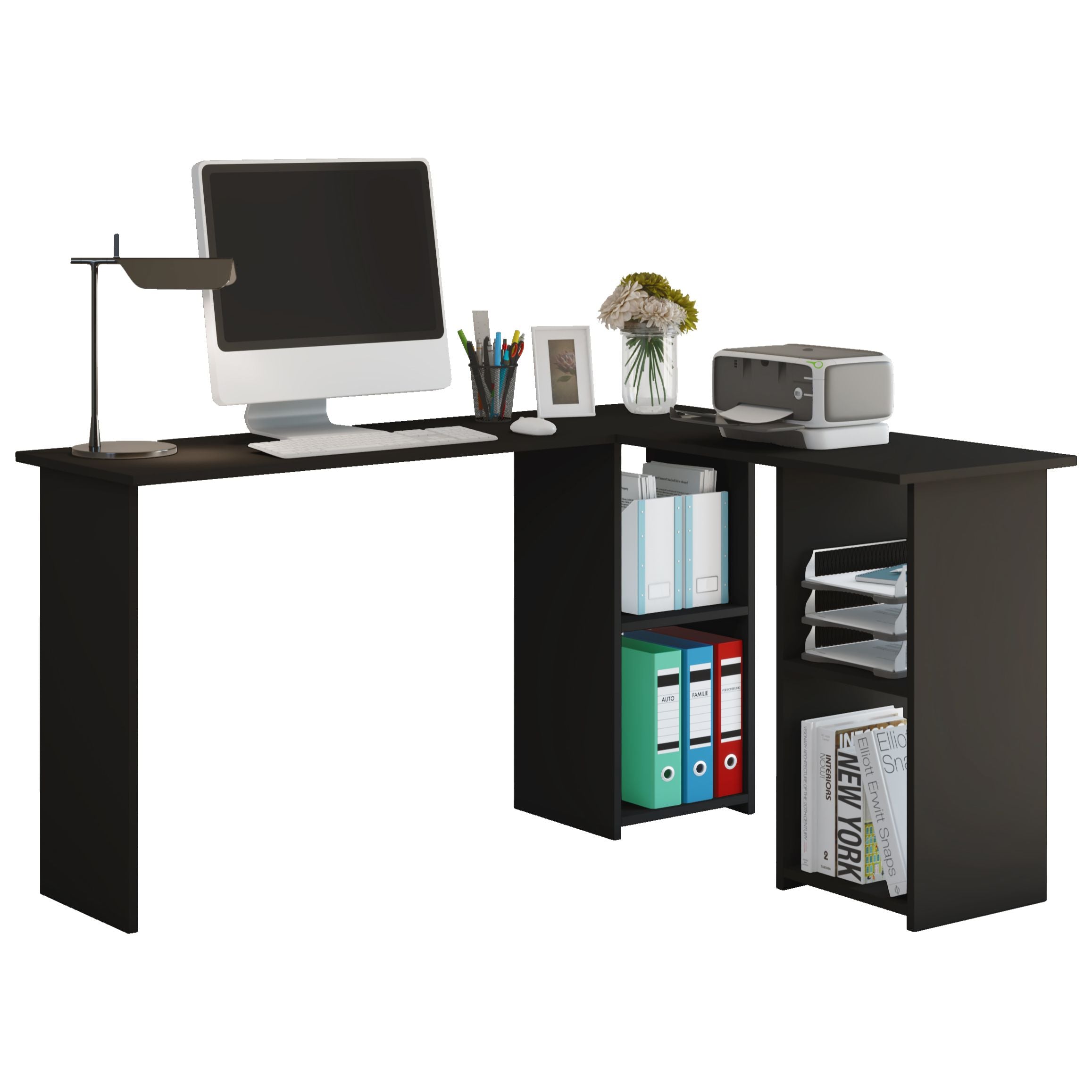 Hjørneskrivebord   Tidløst Design  Sort