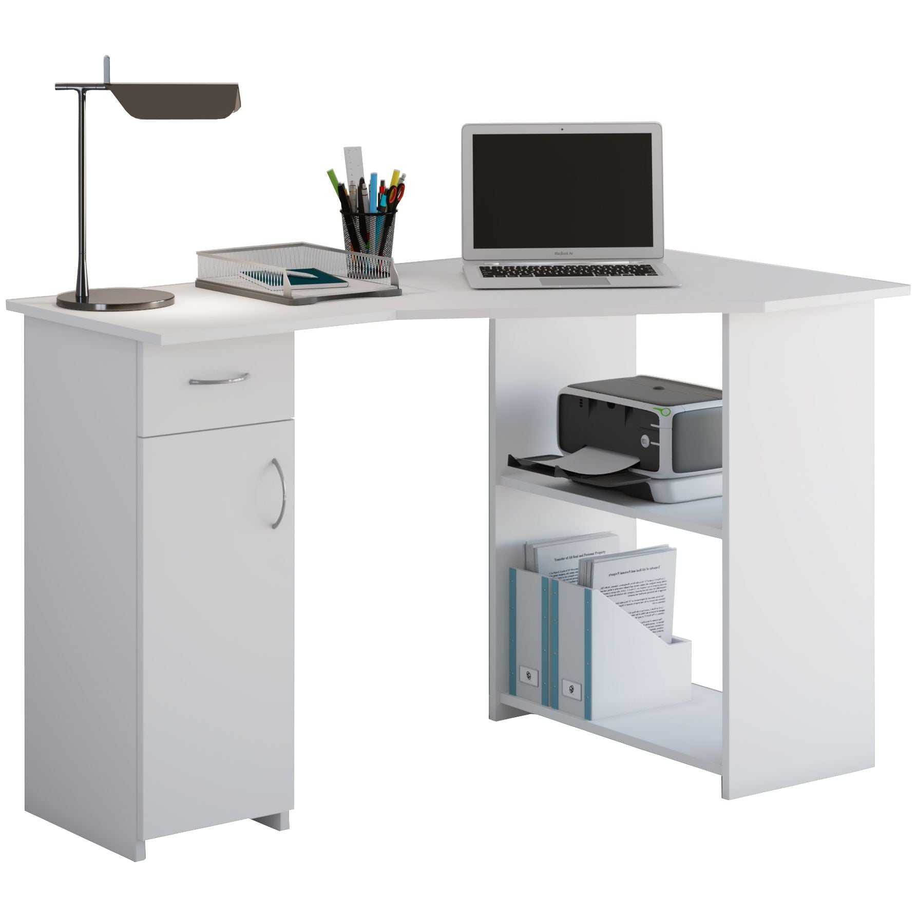 Hjørneskrivebord   Tidløst Design  76   118   77 Cm  Hvid