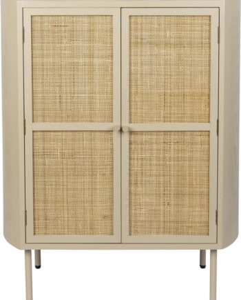 Højskab Studio White Amaya Naturfarve H100xb80xd38 Mdf Rattanlåger Japandi-stil