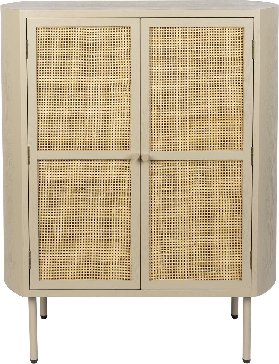 Højskab Studio White Amaya Naturfarve H100xb80xd38 Mdf Rattanlåger Japandi-stil