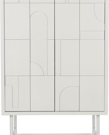 Højskab Studio White Funk Offwhite Mdf Opbevaringsskab 3d-døre H140xb70xd40 Cm