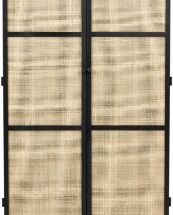 Højskab Studio White Guuji 145x38x70 Cm Antracit Japandi Mdf Med Rattandøre