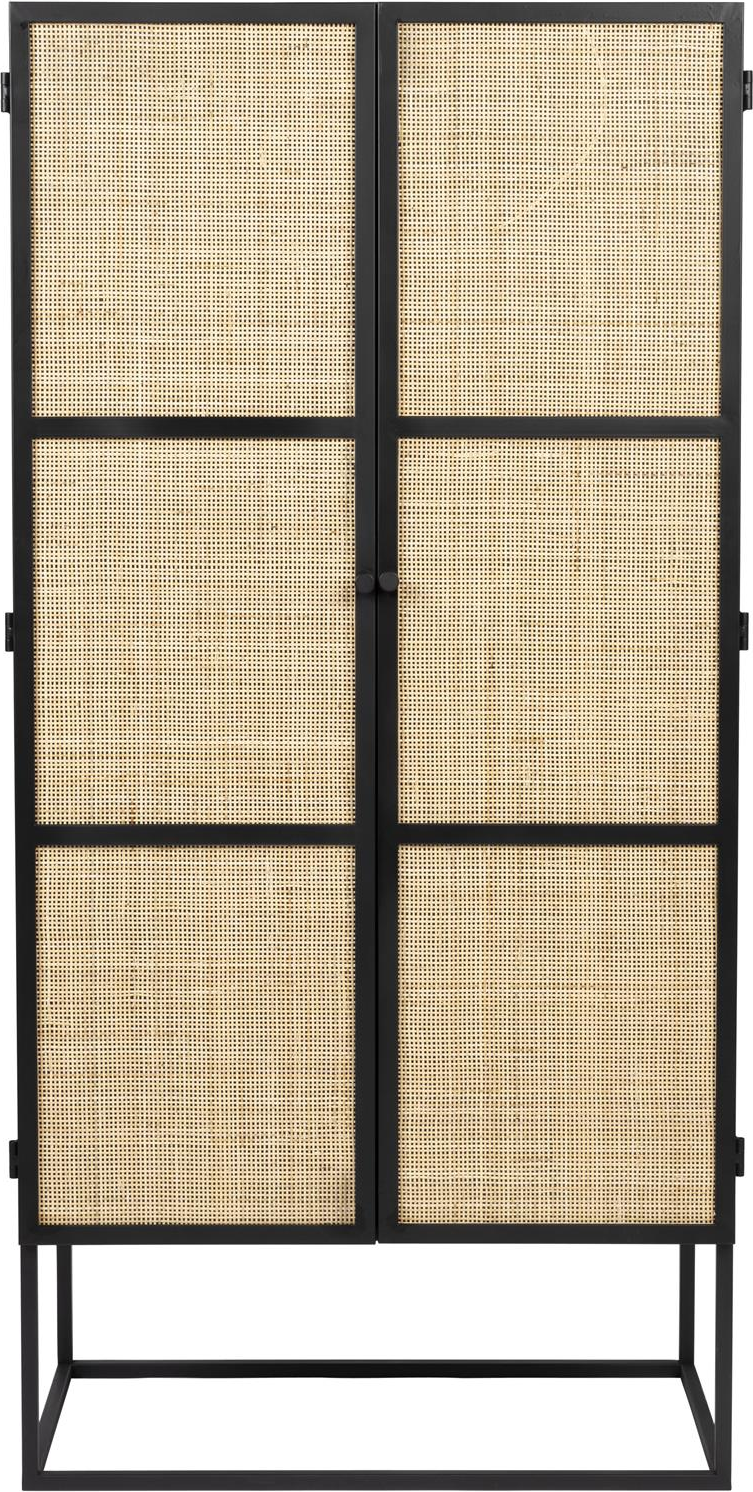 Højskab Studio White Guuji 145x38x70 Cm Antracit Japandi Mdf Med Rattandøre