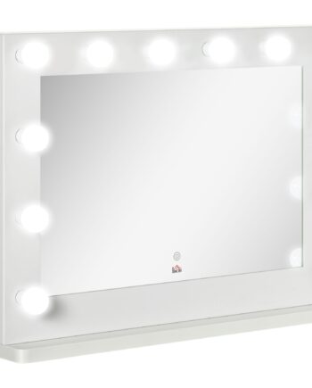 Hollywood-spejl Med Belysning  Touch-betjening  Hukommelsesfunktion  12 Dæmpbare Led-lamper  Hvid  80   60 Cm