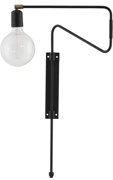 House Doctor Væglampe Swing L35 Cm Sort Jern Og Messing Designlampe