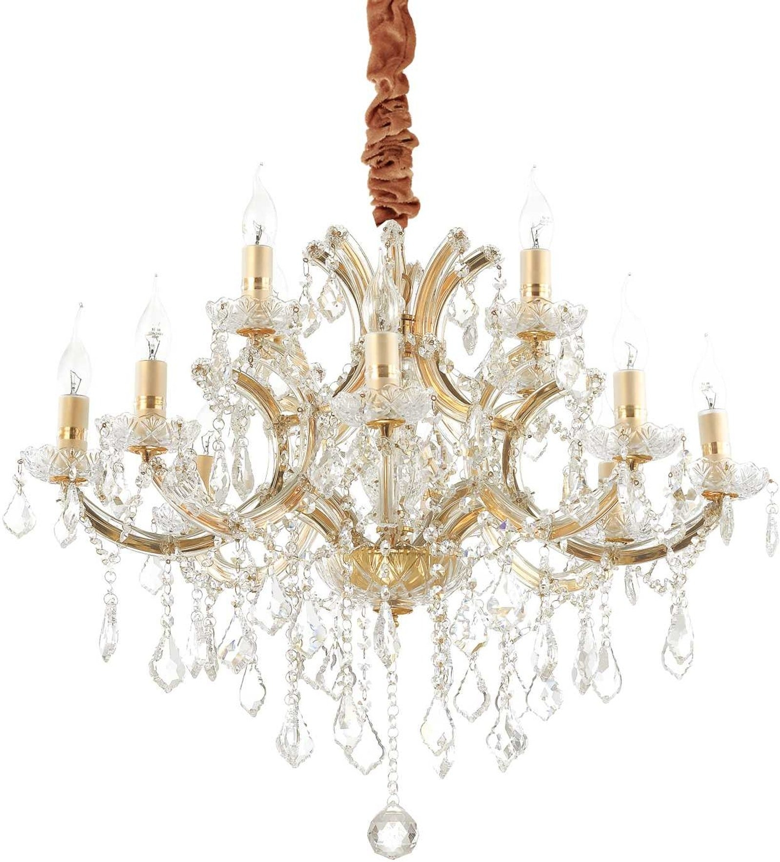Ideal Lux Napoleon Pendellampe   74 Cm Justerbar Krystal Loftlampe   Glas Og Krom Med Guldfinish