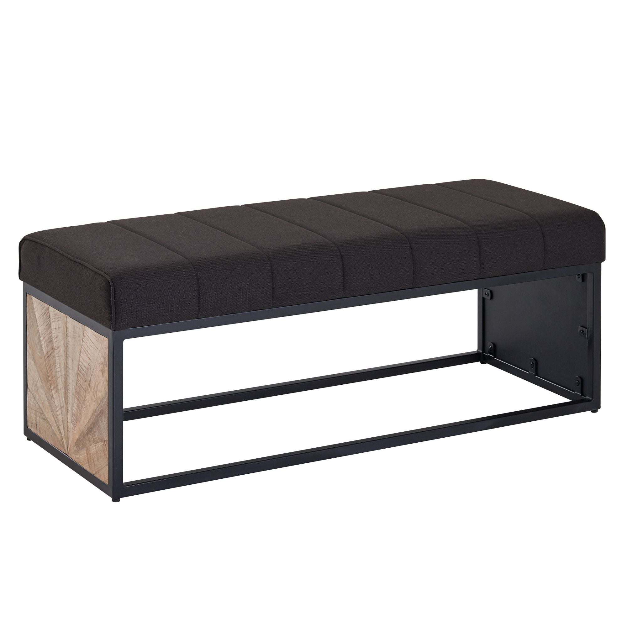 Ikonisk Designer Entrébænk   Art Deco Stil  105   40   40 Cm  Sort Og Naturfarvet