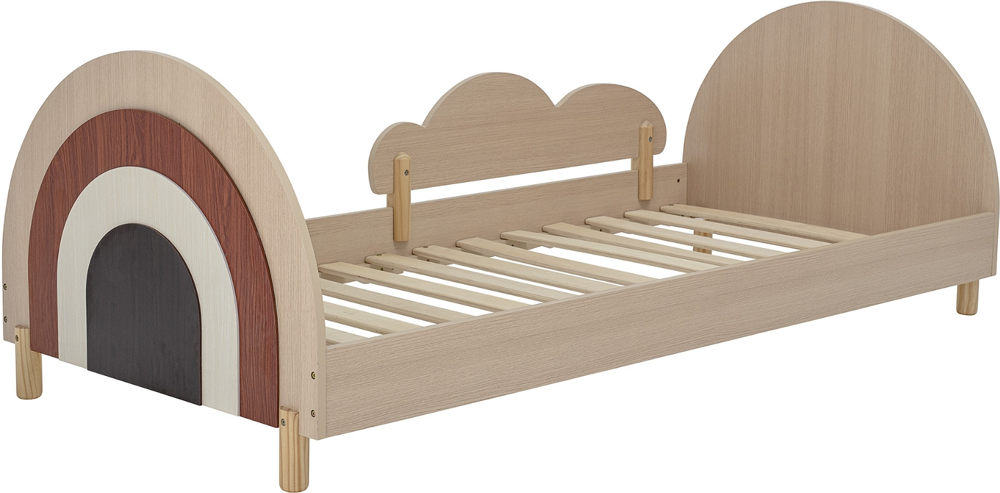 Juniorseng Bloomingville Mini Charli Mdf Brun Med Vendbar Regnbue- Eller Neutral Ende Og Aftagelig Sidestøtte