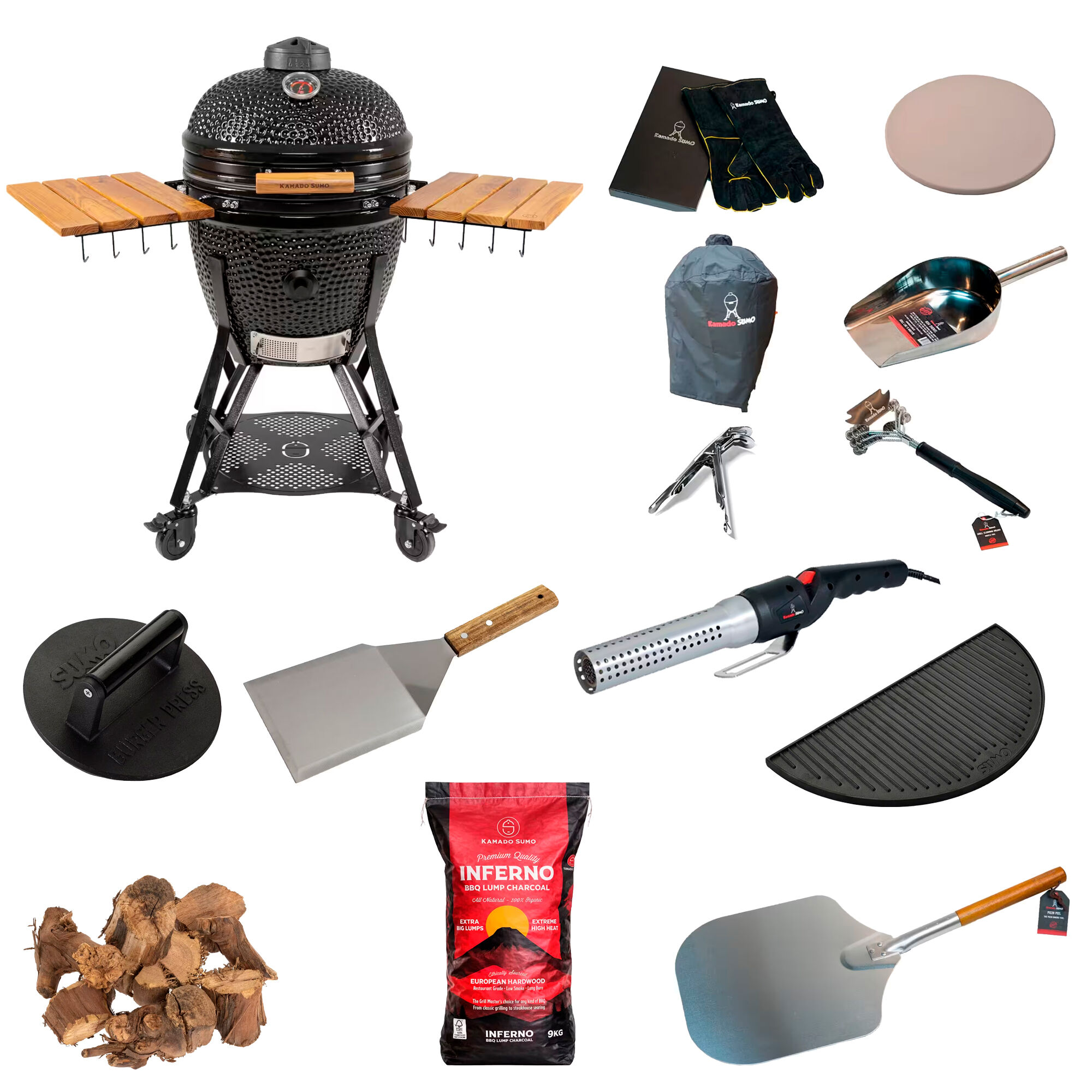 Kamado Sumo Large Gen Kamadogrill Med Stor Grillpakke Sort